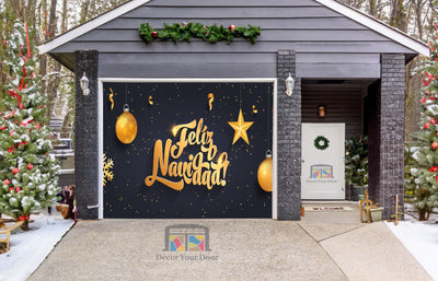 Feliz Navidad - Merry Christmas Black Background Decoración de la cubierta de la puerta del garaje