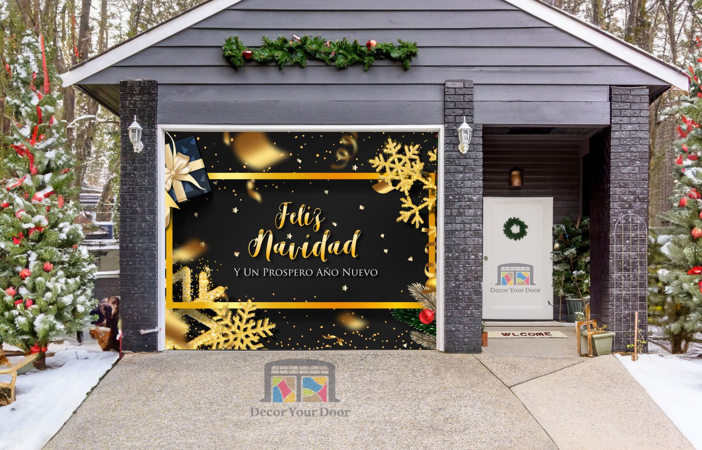 Feliz Navidad Y Un Prospero Año Nuevo Decoración de la cubierta de la puerta del garaje