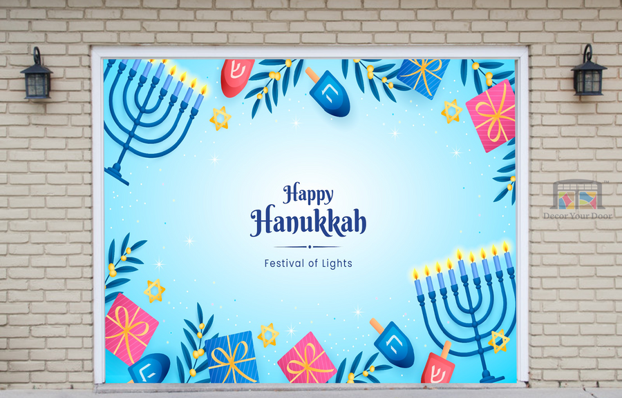 Festival of Lights Celebration – Hanukkah Garage Door Cover