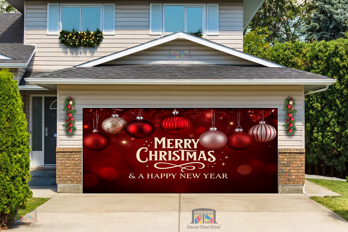Festive Ornament Glow – Christmas Garage Door Cover