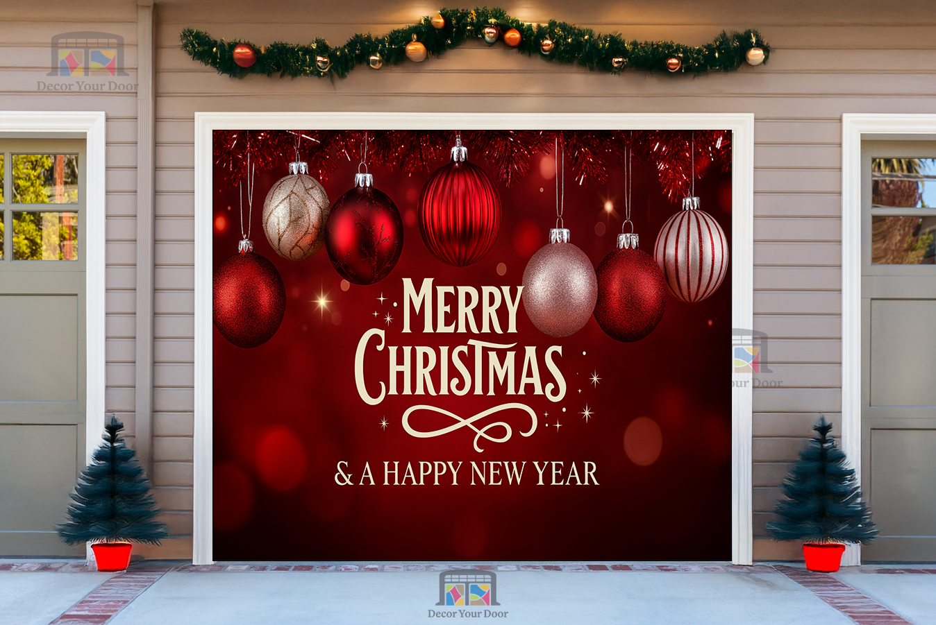 Festive Ornament Glow – Christmas Garage Door Cover