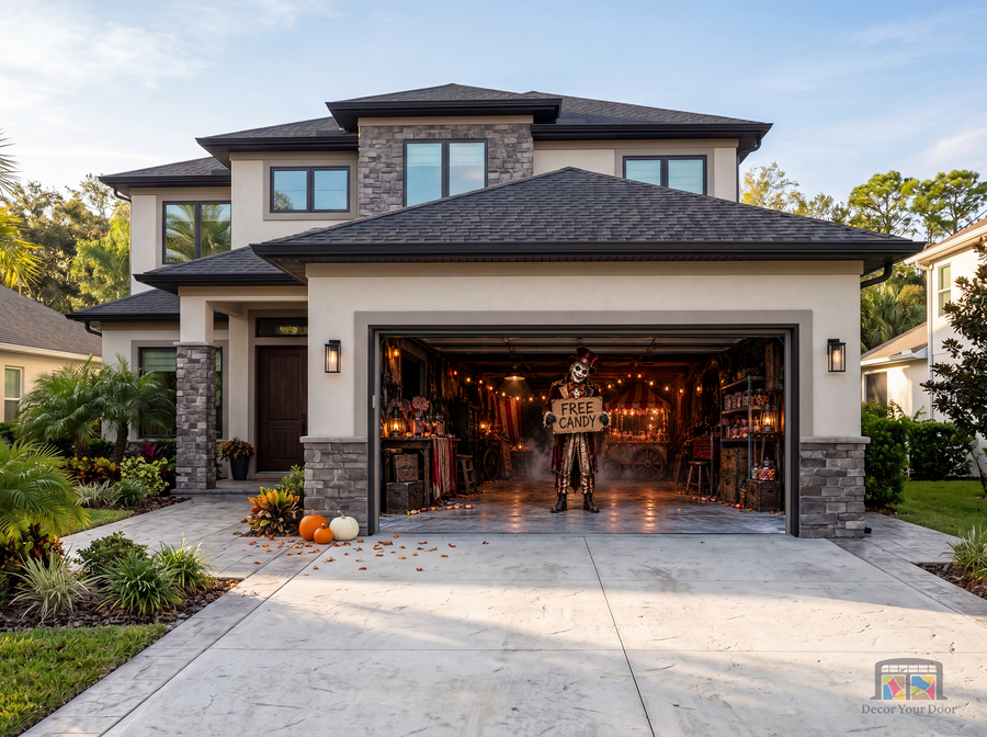 Free Candy Garage Trap Halloween Garage Door Cover