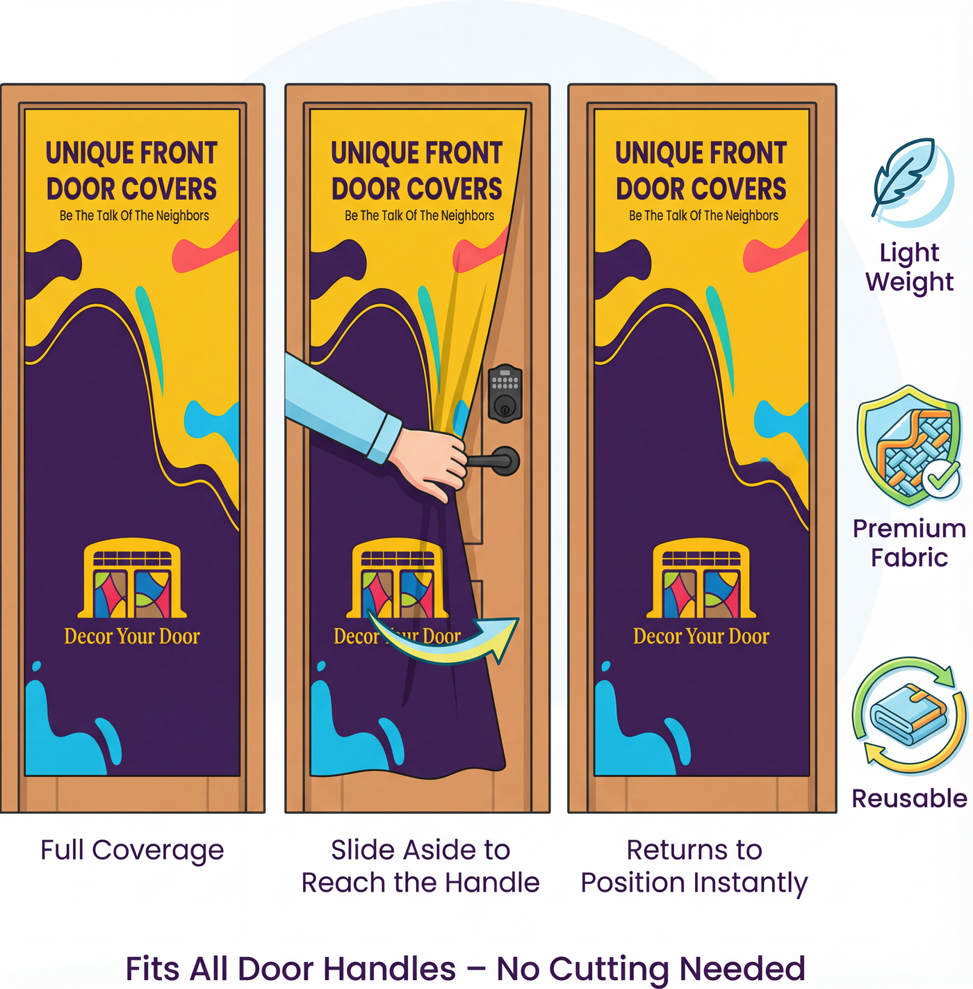 Merry Christmas Snowflake And Christmas Tree Front Door Wrap Cover Decoration