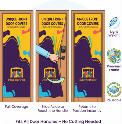 Merry Christmas Snowflake And Christmas Tree Front Door Wrap Cover Decoration