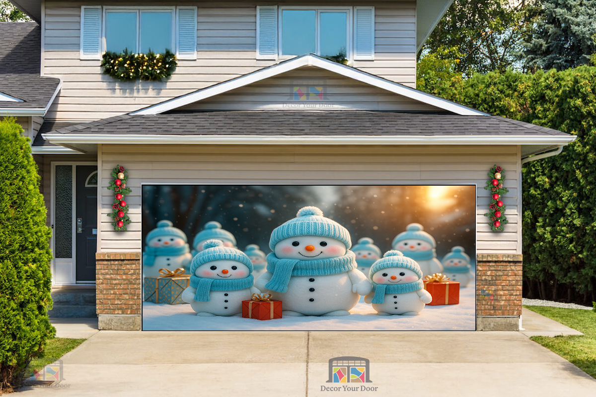 Frosty Family Gathering – Christmas Garage Door Cover