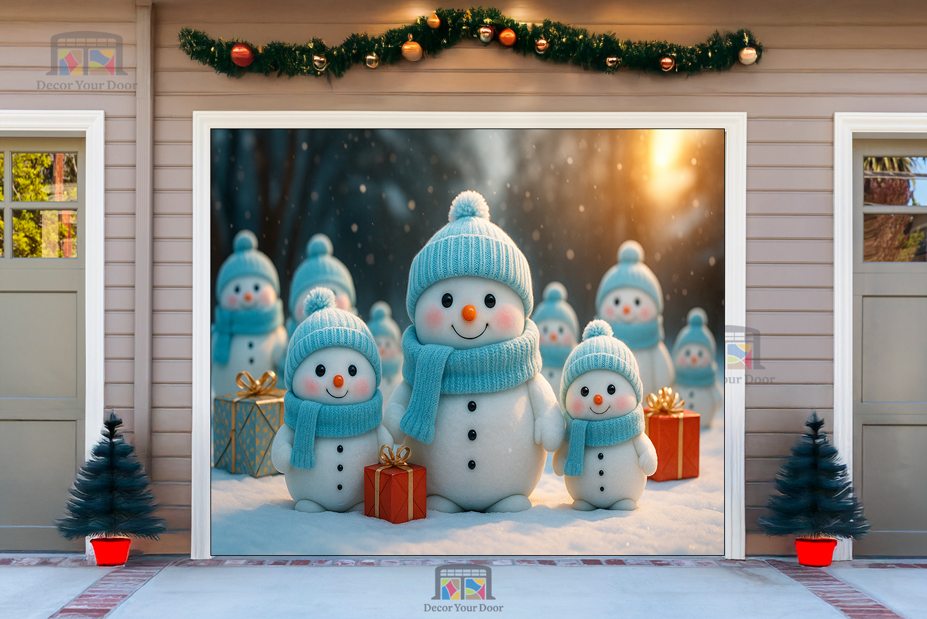 Frosty Family Gathering – Christmas Garage Door Cover