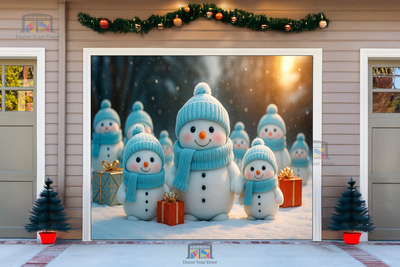 Frosty Family Gathering – Christmas Garage Door Cover