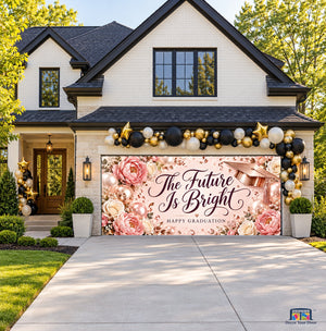 Rose Gold Bright Future Graduation Garage Door Cover