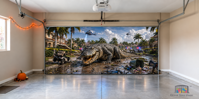 Gator Blockade on Palm Street - Interior Garage Door Cover