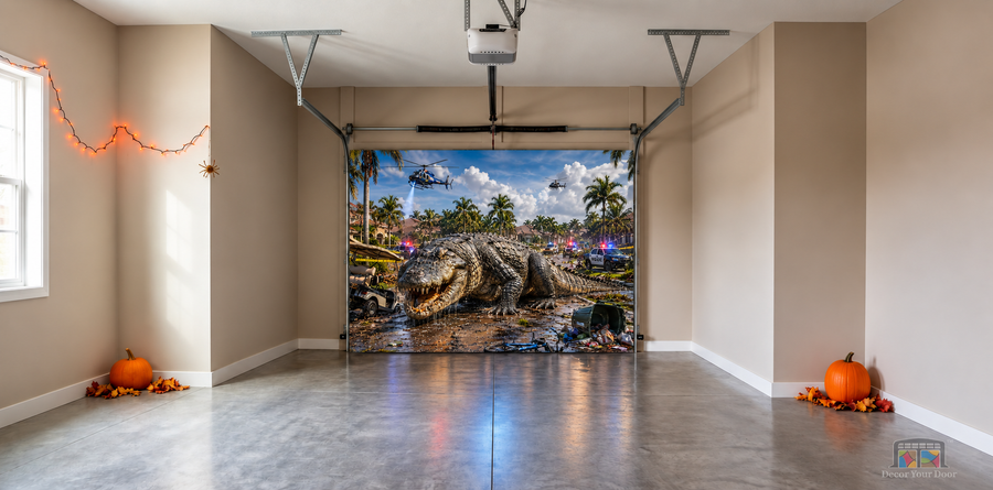 Gator Blockade on Palm Street - Interior Garage Door Cover