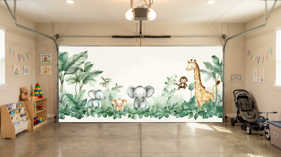 Gentle Jungle Friends – Interior Garage Door Cover