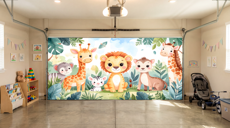 Gentle Jungle Pals – Interior Garage Door Cover — interior clearance cover