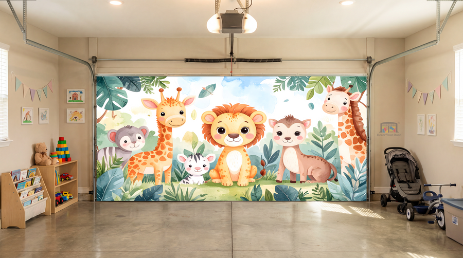 Gentle Jungle Pals – Interior Garage Door Cover