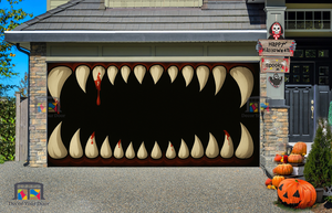Cubierta para puerta de garaje con dientes de monstruo gigante