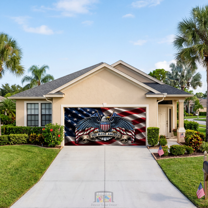 God Bless America Eagle - Garage Door Cover