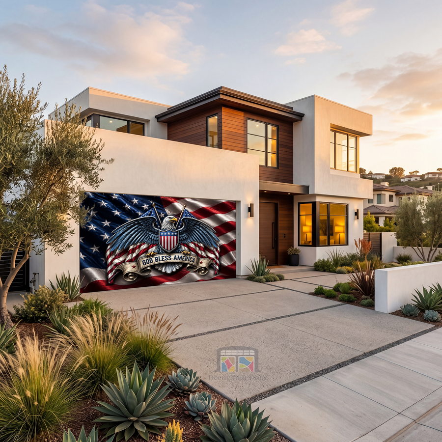 God Bless America Eagle - Garage Door Cover