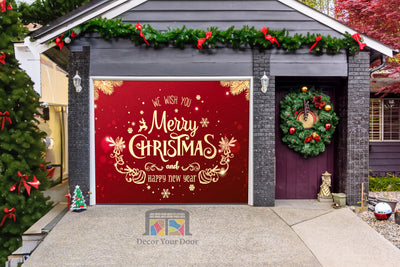 זהב חג ​​המולד ושנה טובה לדלת מוסך כיסוי רקע באנר ציור קיר