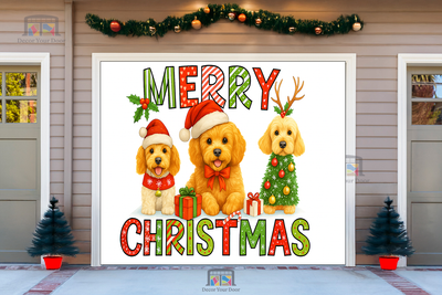 Golden Doodle Christmas Trio – Holiday Garage Door Cover