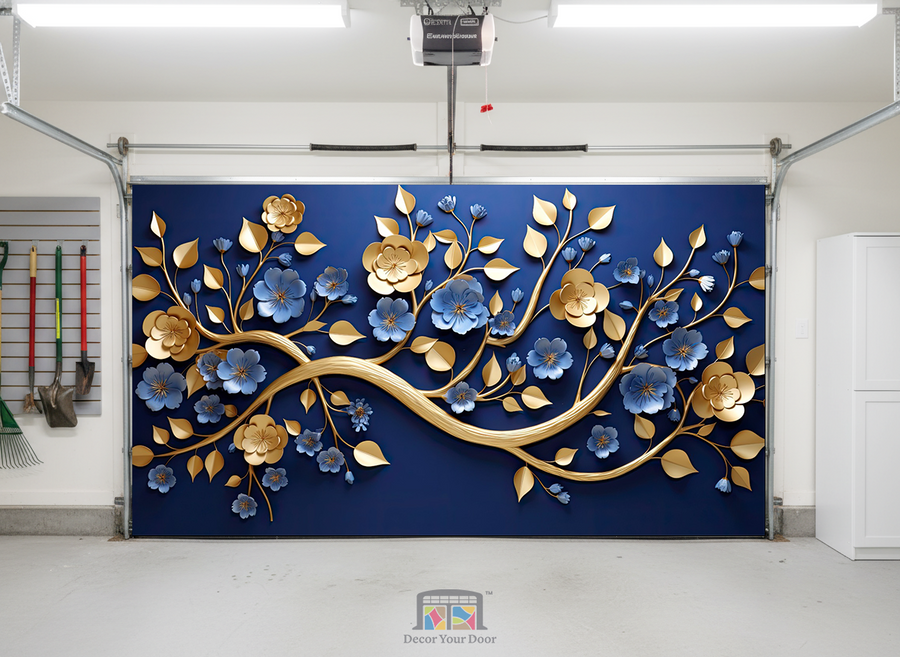 Golden Blossom Elegance – Interior Garage Door Cover