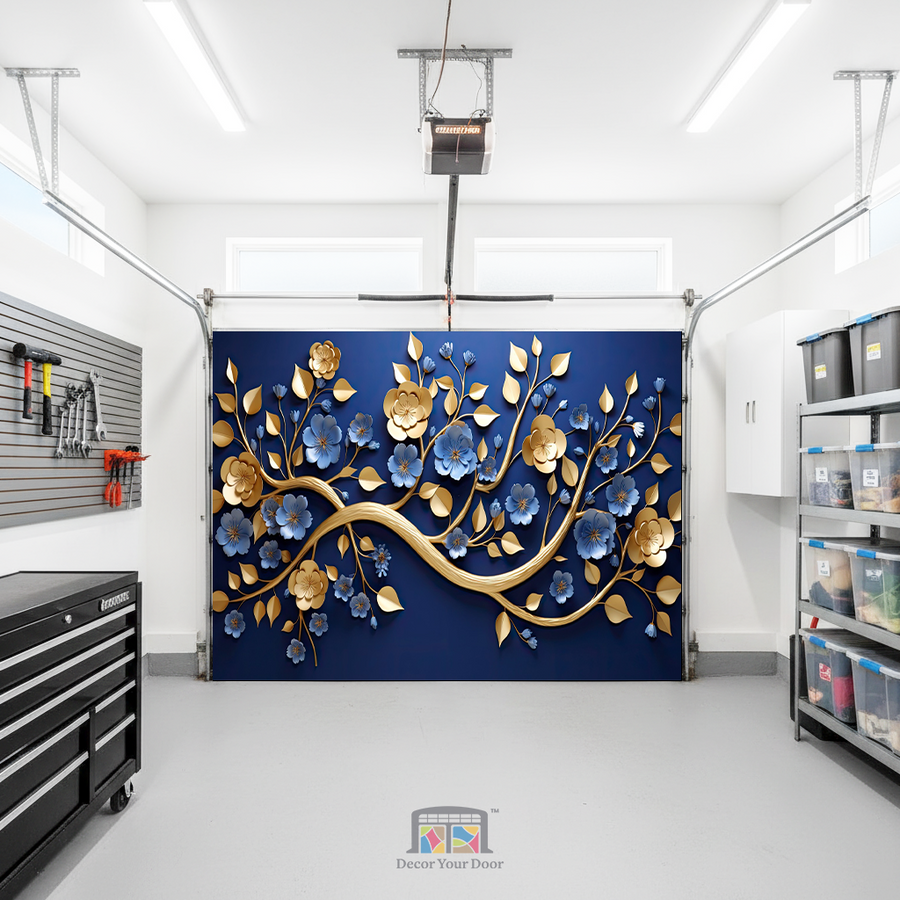 Golden Blossom Elegance – Interior Garage Door Cover