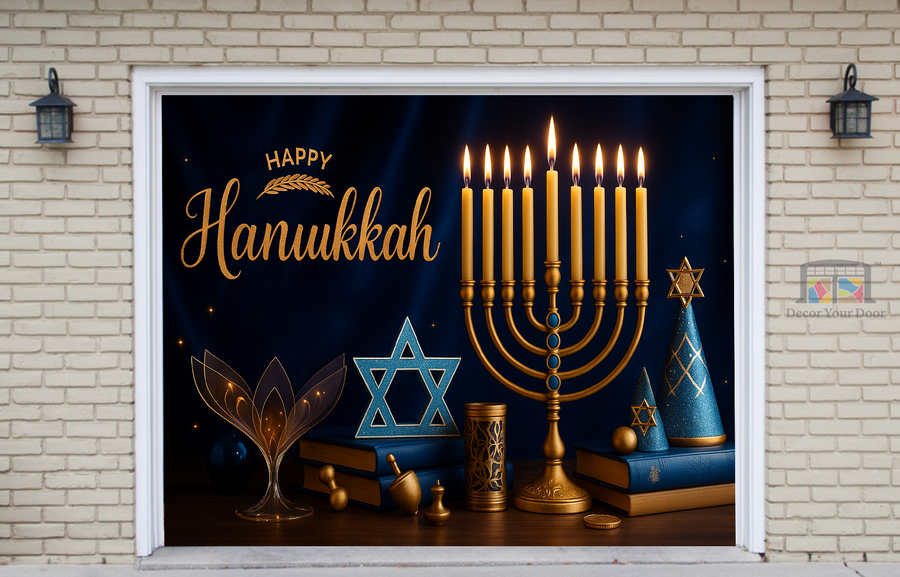 Golden Festival of Lights – Hanukkah Garage Door Cover