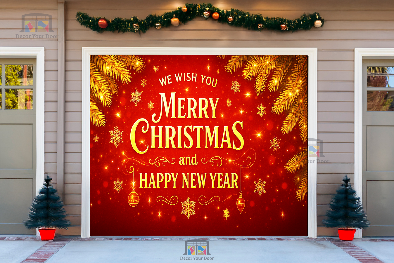 Golden Glow Christmas – Garage Door Cover