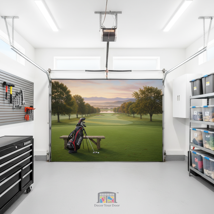 Golf Sunrise Serenity - Interior Garage Door Cover