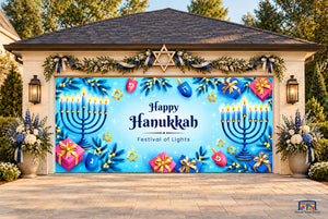 Celebración del Festival de las Luces – Funda para puerta de garaje de Hanukkah