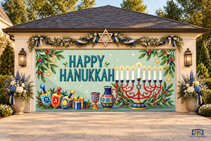 Glædelig Hanukkah med menorah – garageportovertræk