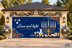 Love and Light Hanukkah Garage Door Cover