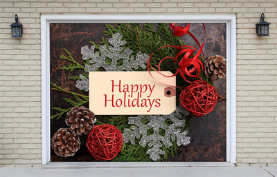 Happy Holidays Christmas Concept Garage Door Cover Banner Wrap