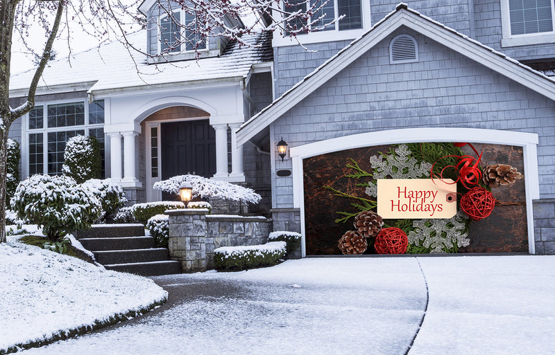 Happy Holidays Christmas Concept Garage Door Cover Banner Wrap