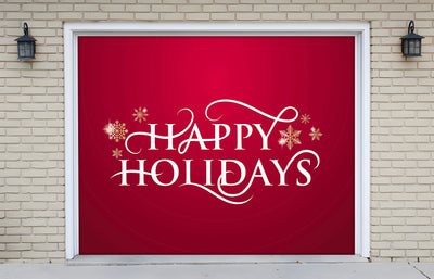 Happy holidays Greeting with snowflakes Garage Door Cover Banner Wrap