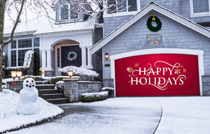 Happy holidays Greeting with snowflakes Garage Door Cover Banner Wrap
