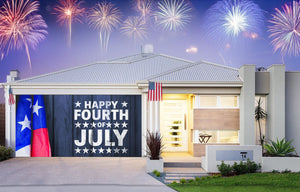 Happy Fourth Of July On Wooden Background Garage Door Cover Banner