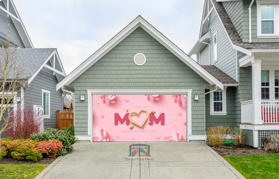Happy Mother's Day Pink 3D Modern Garage Door Cover Banner Backdrop