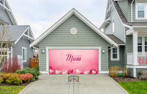 Happy Mother's Day With Pink Love Balloons Garage Door Cover Banner Backdrop