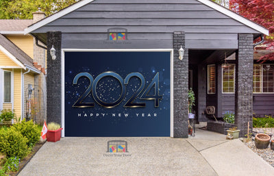 Happy New Year 2024 Garage Door Wrap Cover Mural Decoration