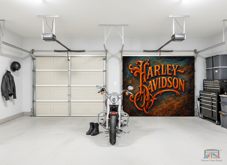 Harley Heritage Script – Interior Garage Door Cover
