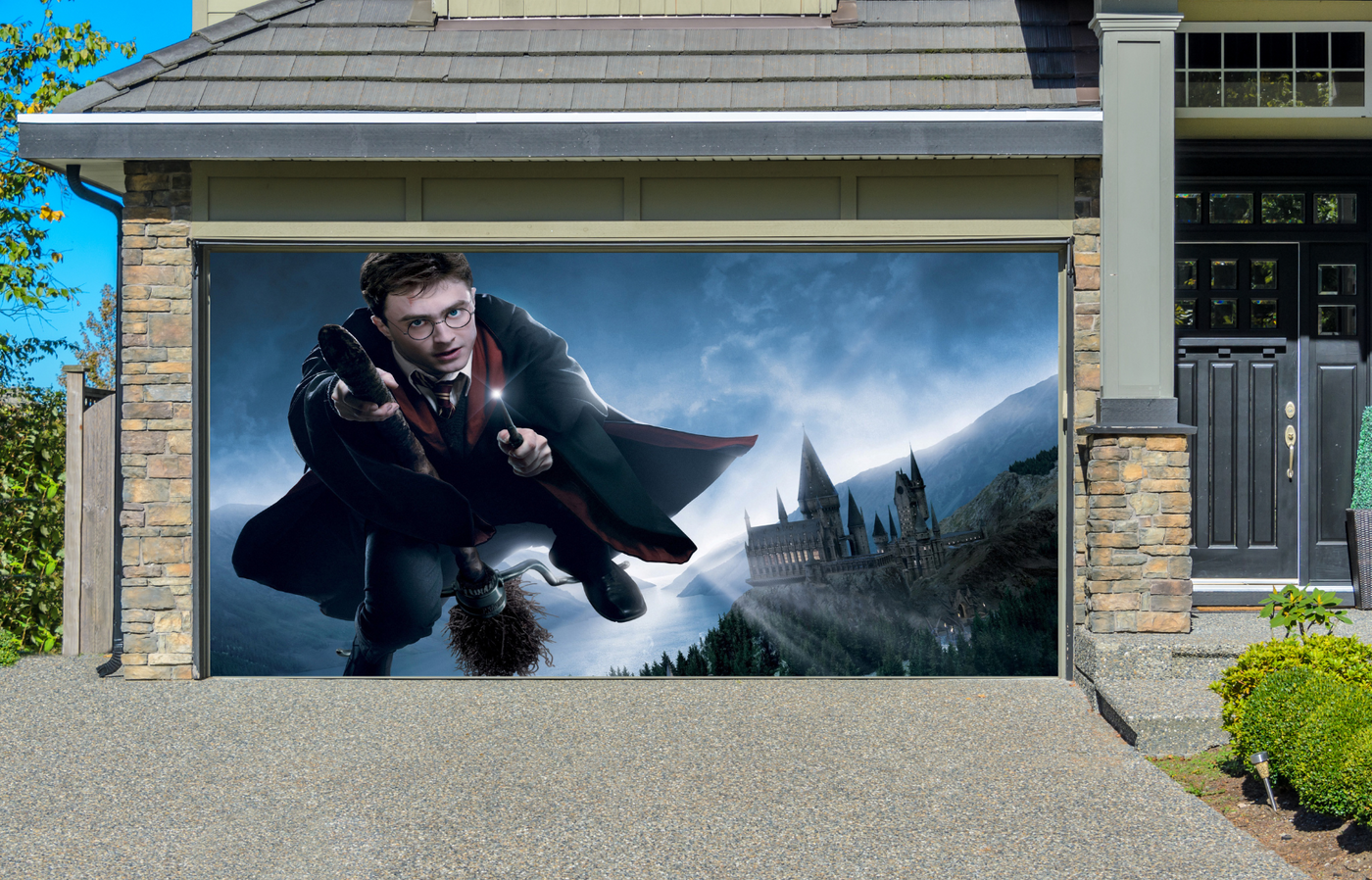 Harry Potter Flying On The Broom Garage Door Cover Wrap Banner
