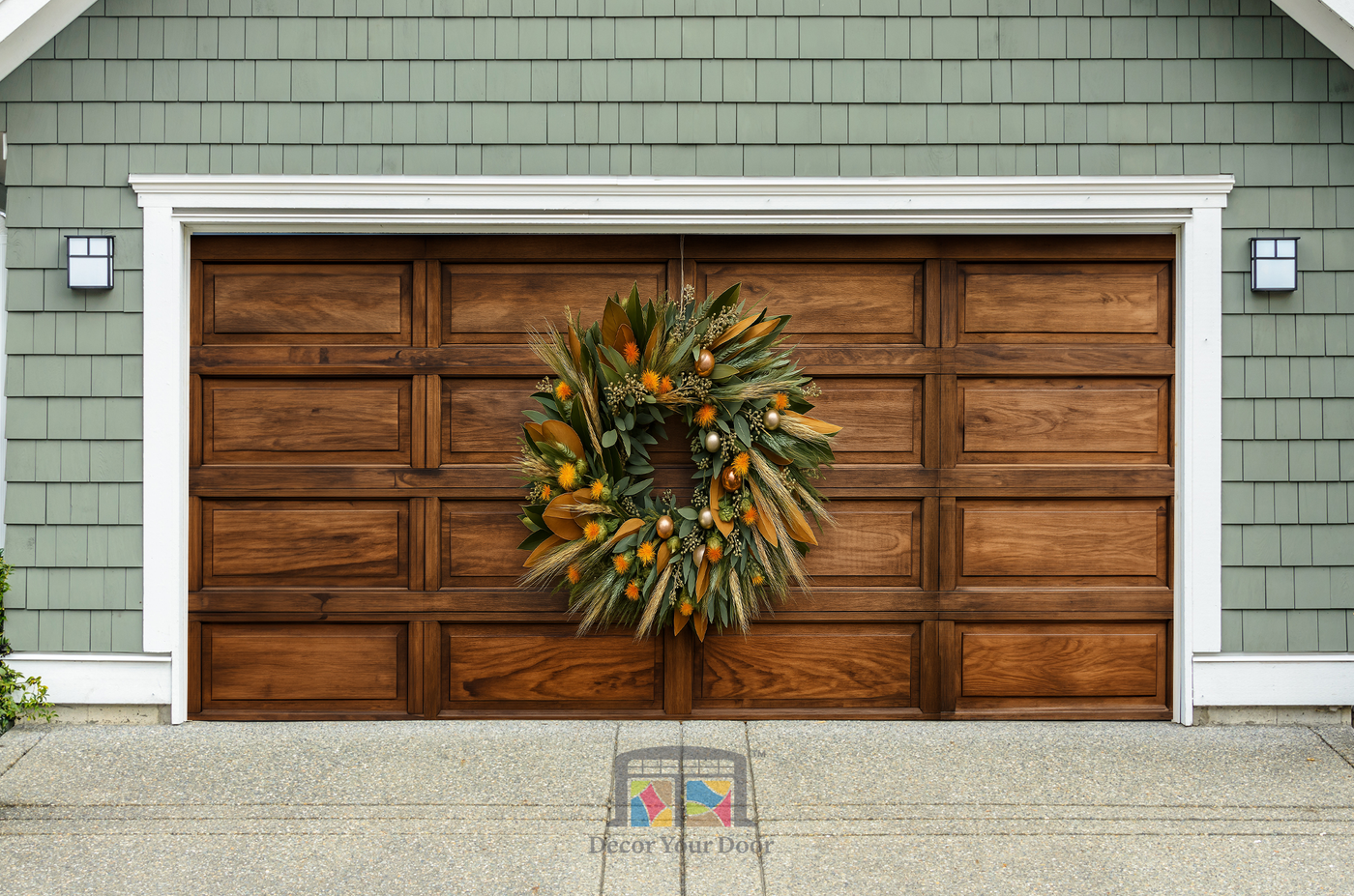 Harvest Hearth Wreath – Fall Garage Door Cover
