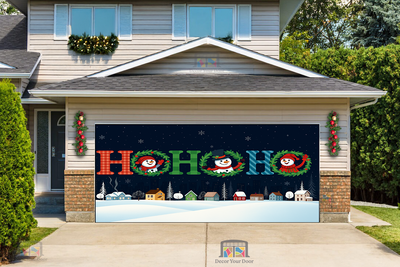Ho Ho Ho Pueblo Invernal – Cubierta Navideña para Puerta de Garaje