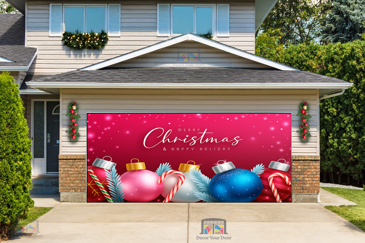 Brillo Navideño – Cubierta para Puerta de Garaje Feliz Navidad