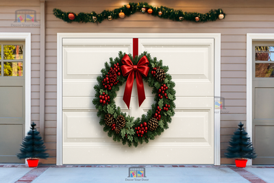 Holiday Welcome Wreath – Christmas Garage Door Cover