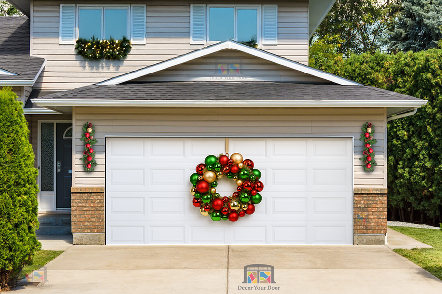 Holiday Ornament Shine – Christmas Garage Door Cover