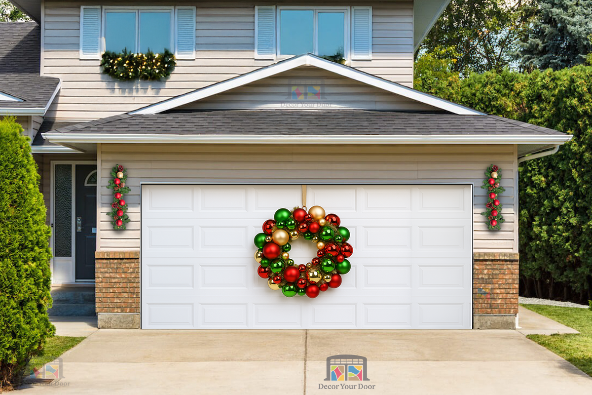 Adorno navideño brillante – Cubierta para puerta de garaje navideña