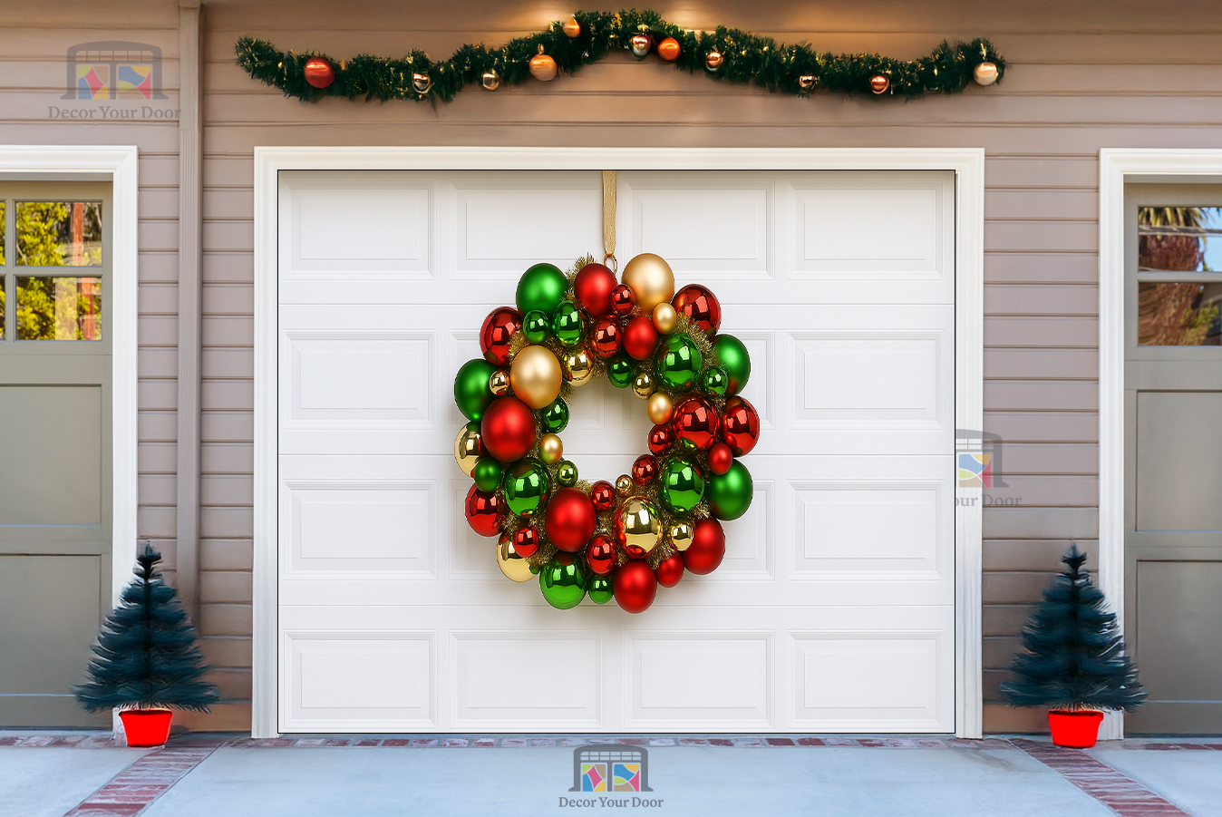 Adorno navideño brillante – Cubierta para puerta de garaje navideña