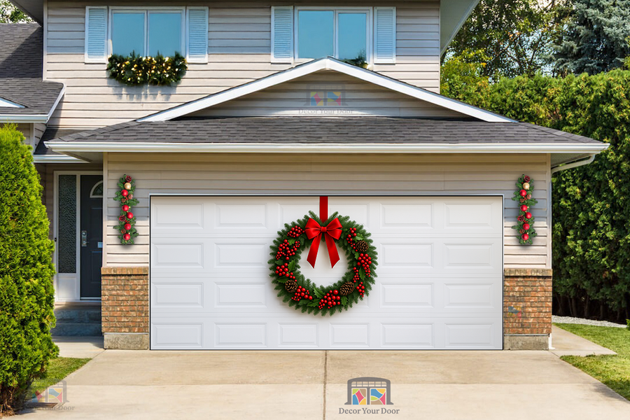 Holiday Welcome Wreath – Christmas Garage Door Cover