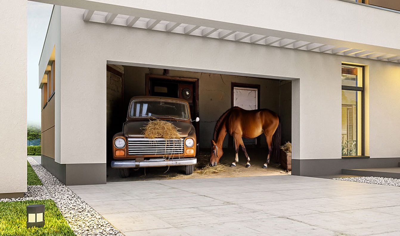 Horse in the Garage - Banner Wrap Decor Your Door