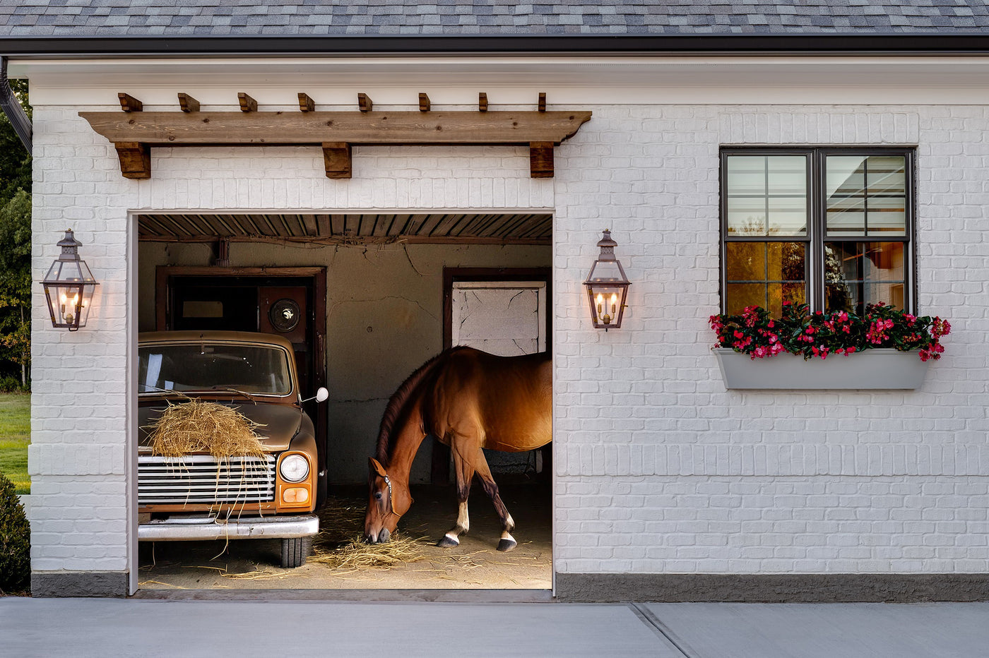 Horse in the Garage - Banner Wrap Decor Your Door